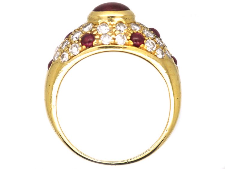 18ct Gold, Cabochon Ruby & Diamond Ring by Cartier