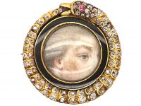 Georgian Lover's Eye Brooch with Ourabos set with Diamonds