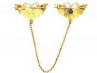 Edwardian 15ct Gold Pair of Butterflies brooch set with a Ruby, Sapphire & Natural Split Pearls