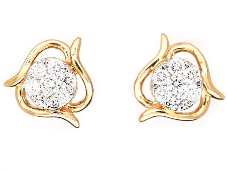 18ct Gold & Diamond Flower Earrings