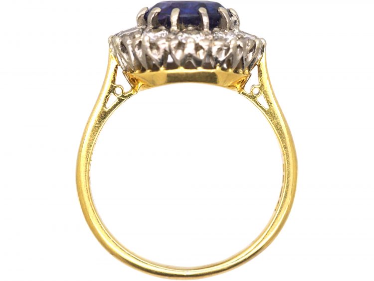 18ct Gold Colour Change Sapphire & Diamond Cluster Ring