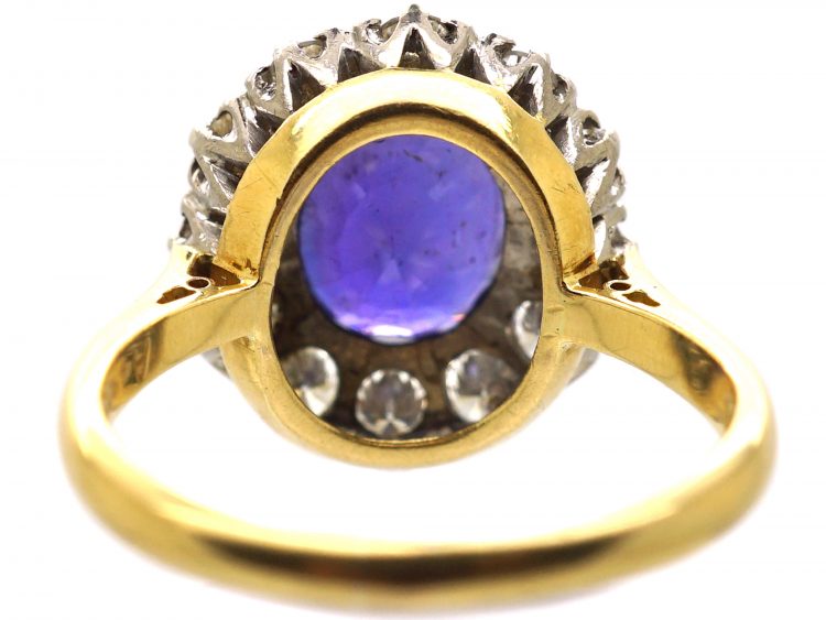 18ct Gold Colour Change Sapphire & Diamond Cluster Ring