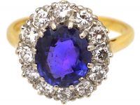 18ct Gold Colour Change Sapphire & Diamond Cluster Ring