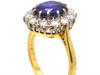 18ct Gold Colour Change Sapphire & Diamond Cluster Ring