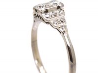 Art Deco 18ct White Gold Geometric Step Cut Ring set with Diamonds