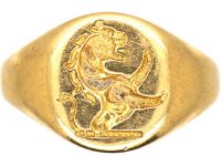 Early 20th Century 18ct Gold Signet Ring with Intaglio of a Lion Rampant