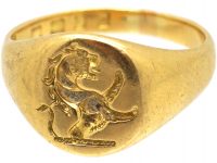 Early 20th Century 18ct Gold Signet Ring with Intaglio of a Lion Rampant