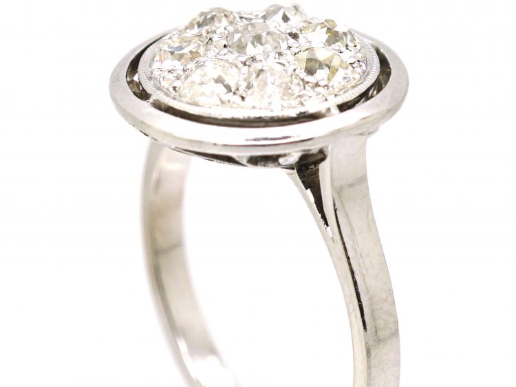 Art Deco Platinum, Diamond Cluster Target Ring