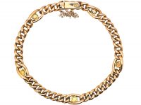 Edwardian 9ct Gold Curb Bracelet set with Opals