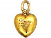 Victorian 15ct Gold Tiny Heart Pendant set with a Diamond