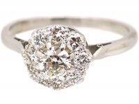 Mid 20th Century 18ct White Gold Diamond Cluster Ring