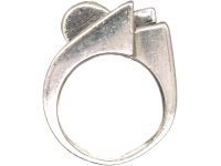 Retro Platinum Buckle Ring set with Baguette Diamonds