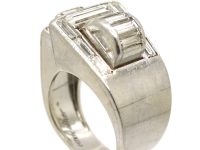 Retro Platinum Buckle Ring set with Baguette Diamonds