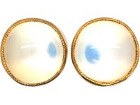 Mid 20th Century 9ct Gold Cabochon Moonstone Earrings