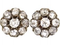 Victorian 18ct Gold Diamond Cluster Earrings