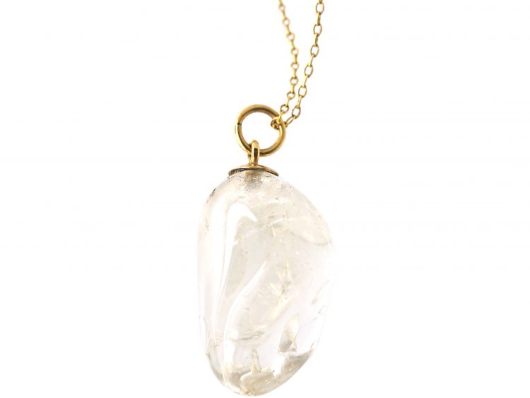 Edwardian Rock Crystal Pendant on 9ct Gold Chain