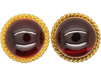 Victorian 18ct Gold & Cabochon Garnet Earrings