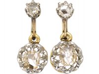 Early 20th Century 18ct Gold & Platinum, Rose Diamond Drop Earrings