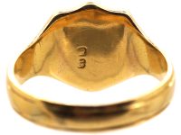 Victorian 18ct Gold Shield Shaped Signet Ring set with a Bloodstone