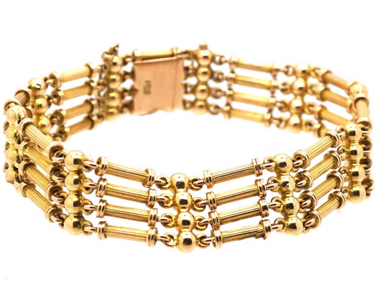 Edwardian 15ct Gold Four Bar Gate Bracelet