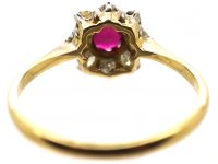 Edwardian 18ct Gold & Platinum, Ruby & Diamond Cluster Ring