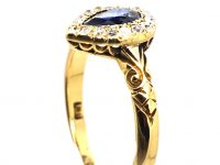 Edwardian 18ct Gold Pear Shaped Ring set with a Sapphire & Diamonds