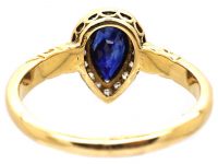 Edwardian 18ct Gold Pear Shaped Ring set with a Sapphire & Diamonds