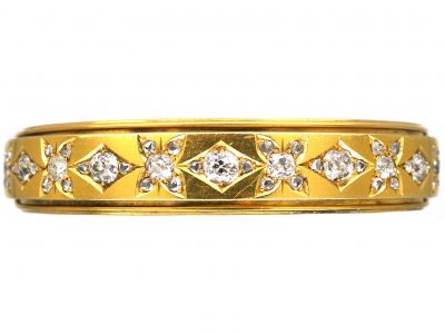 Victorian 18ct Gold Bangle set with Diamonds