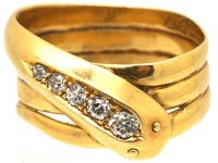 Victorian 18ct Gold Snake Ring set with Diamonds