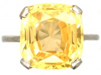 Early 20th Century Platinum Yellow Sapphire Ring