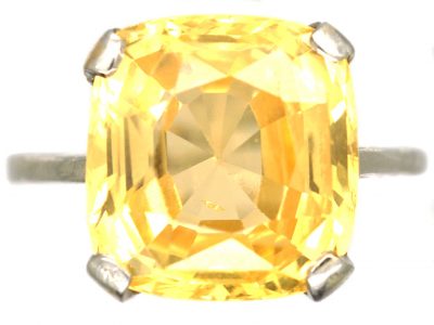 Early 20th Century Platinum Yellow Sapphire Ring