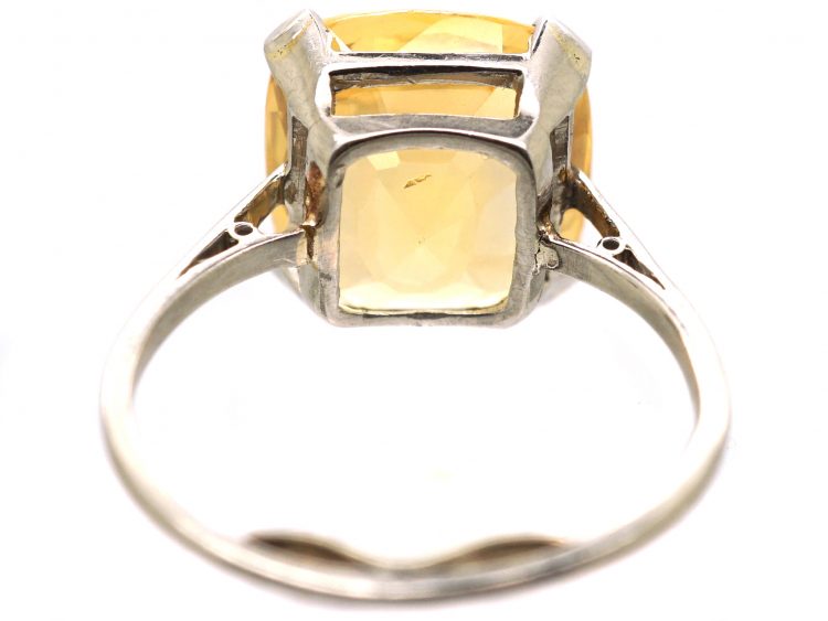 Early 20th Century Platinum Yellow Sapphire Ring