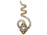 Victorian Gold & Silver Snake Pendant set with Rose Diamonds with Ruby Eyes