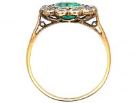 Early 20th Century 18ct Gold & Platinum, Emerald & Diamond Cluster Ring