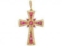 Late 19th Century French Import 18ct Gold Ruby & Diamond Cross