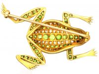 Edwardian 18ct Gold Frog Brooch set with Green Garnets & Diamonds