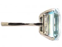 Platinum Large Aquamarine & Diamond Baguette Ring