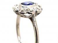 Edwardian Platinum, Sapphire & Diamond Cluster Ring