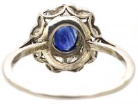 Edwardian Platinum, Sapphire & Diamond Cluster Ring