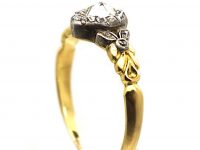 Early Victorian 18ct Gold Heart Shaped Ring set with Diamonds