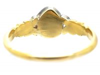 Early Victorian 18ct Gold Heart Shaped Ring set with Diamonds