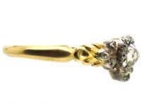 Early Victorian 18ct Gold Heart Shaped Ring set with Diamonds