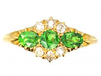 Edwardian 18ct Gold Cluster Ring set with Green Garnets & Diamonds