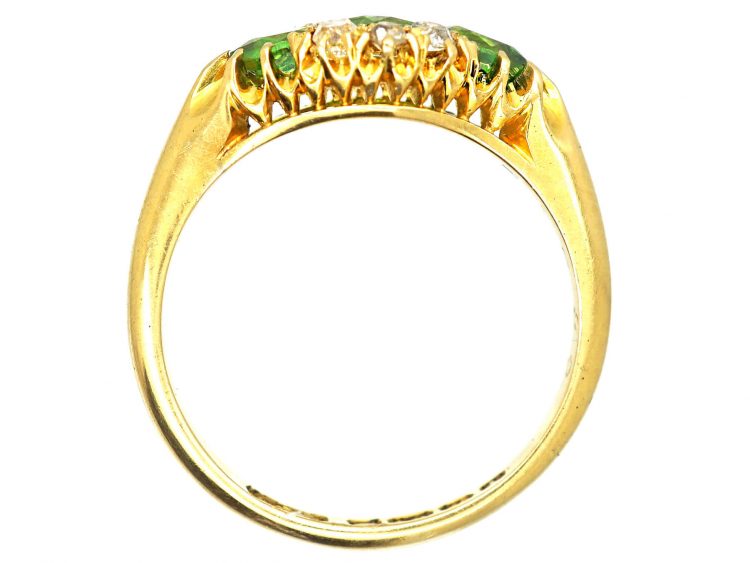 Edwardian 18ct Gold Cluster Ring set with Green Garnets & Diamonds