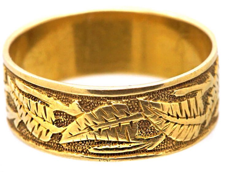 Victorian 18ct Gold Wedding Ring with Fern Detail