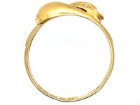 Edwardian 18ct Gold Double Snake Ring with Rose Diamond Eyes