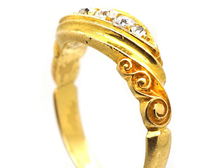 Victorian 18ct Gold Five Stone Diamond Slanted Ring