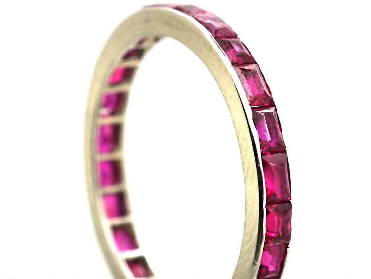 Art Deco Platinum Eternity Ring set with Rubies