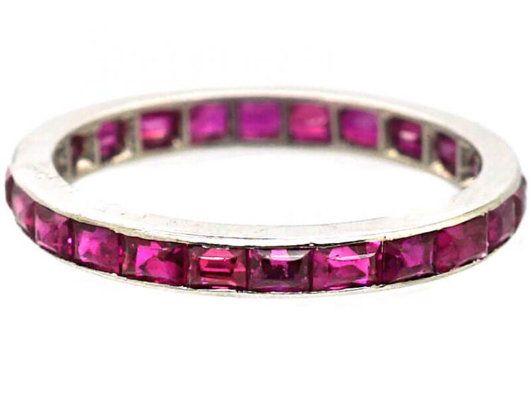 Art Deco Platinum Eternity Ring set with Rubies