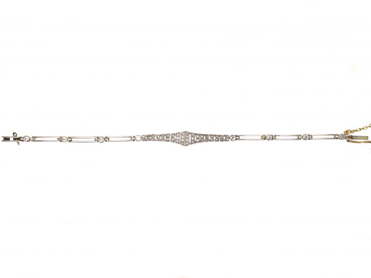 Edwardian 15ct Gold & Platinum Diamond Bracelet with Diamond Set Strap